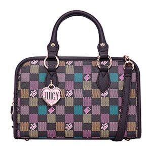 Juicy Couture Checkered Satchel with Pink Accents